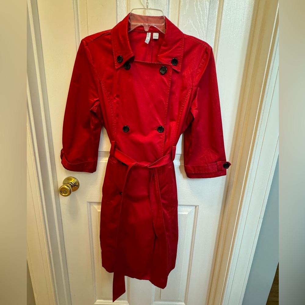 Red Old Navy 3/4 Trench Coat